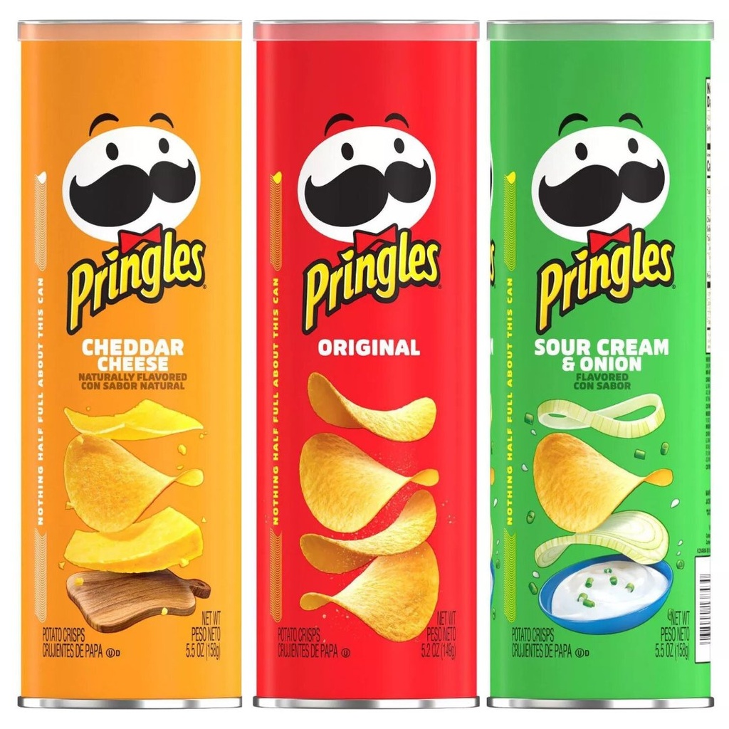 Papas Pringles Queso Cheddar - Cebolla - Original, 158g