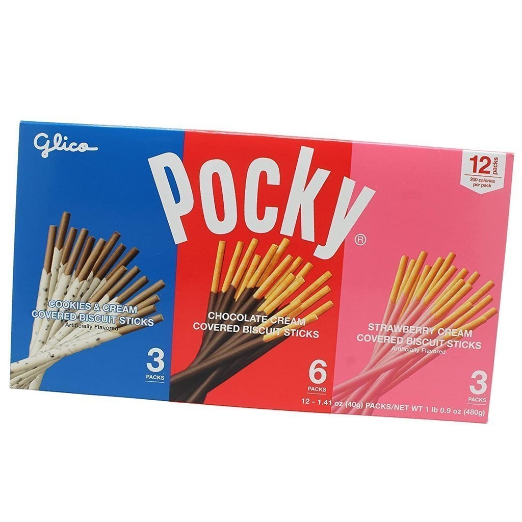Pocky Palitos De Galletas - Chocolate - Fresa - Galleta y Crema, Glico / 12 Pack