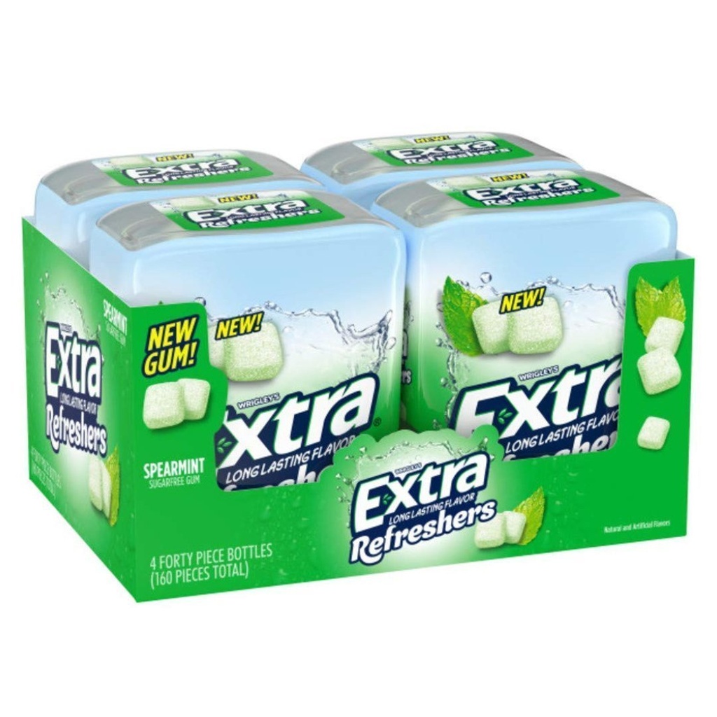 Cubos De Chiclets Extra Sabor Spearmint Sin Azúcar, 4 Pack / 160 Total