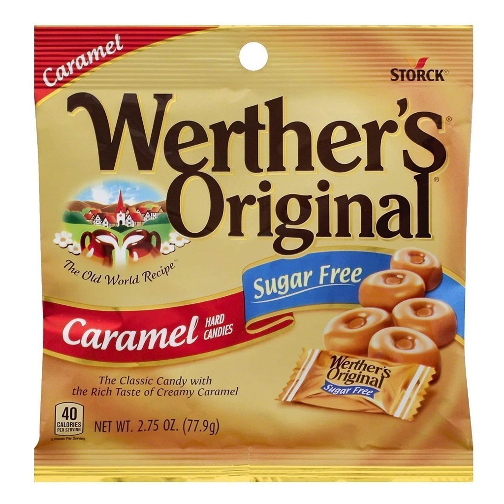 Caramelos Werther's Original Sabor Caramelo Clásico Sin Azúcar, 77.9g