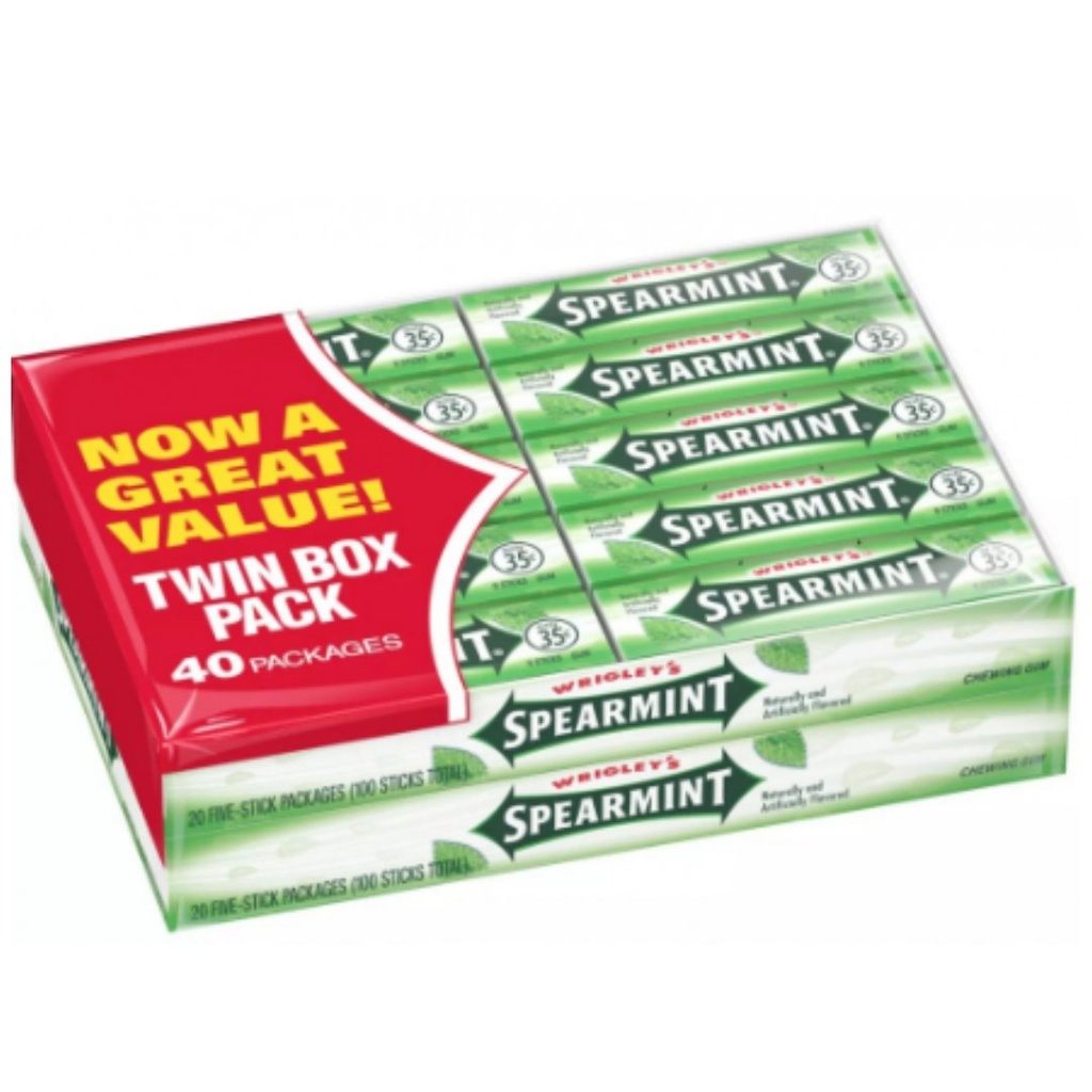 Bandas De Chiclets Wrigley´s Sabor Spearmint 40 Pack / 200 Total
