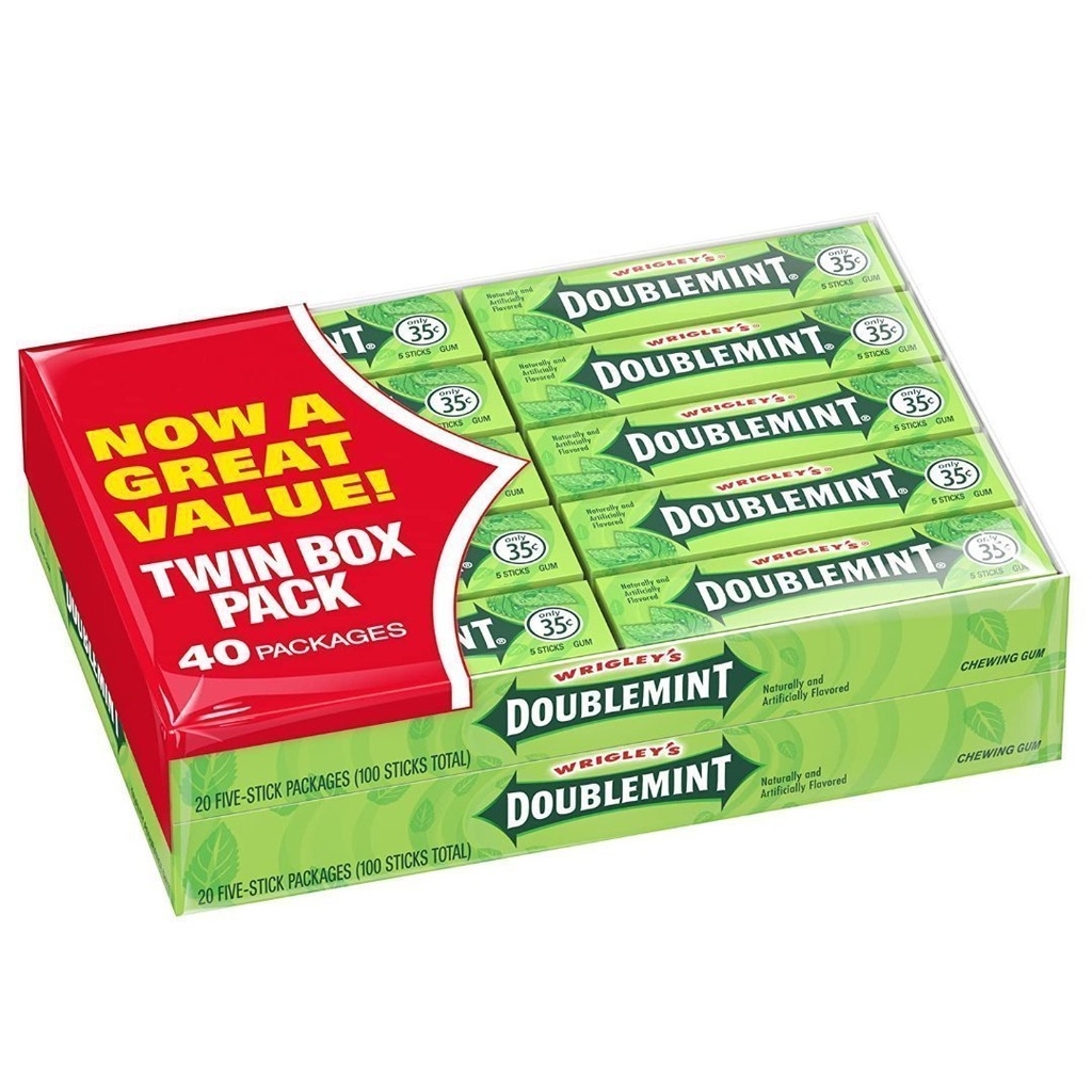 Bandas De Chiclets Wrigley´s Sabor Doublemint 40 Pack / 200 Total