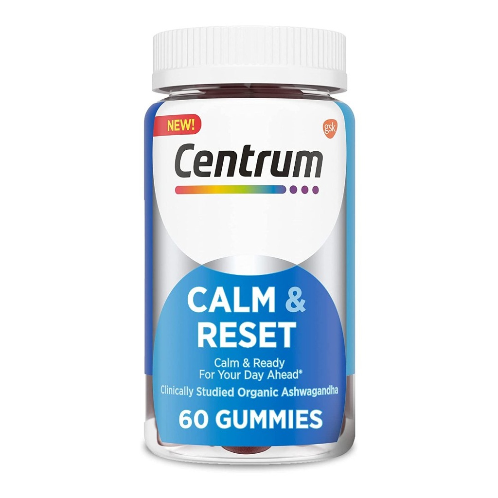 Suplemento Centrum En Gomitas Calm &amp; Reset Con KSM-66 Ashwagandha - Vitamina B12 - vitamina B6 / 60 Gomitas