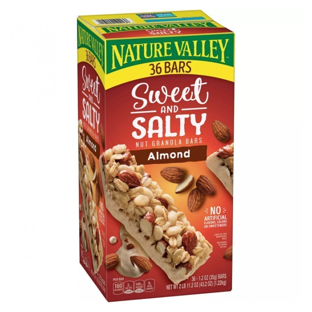 Barras De Granola Dulce y Salada Cubierta En Mantequilla De Almendras, Nature Valley / 36 Pack / 1.22 Kg