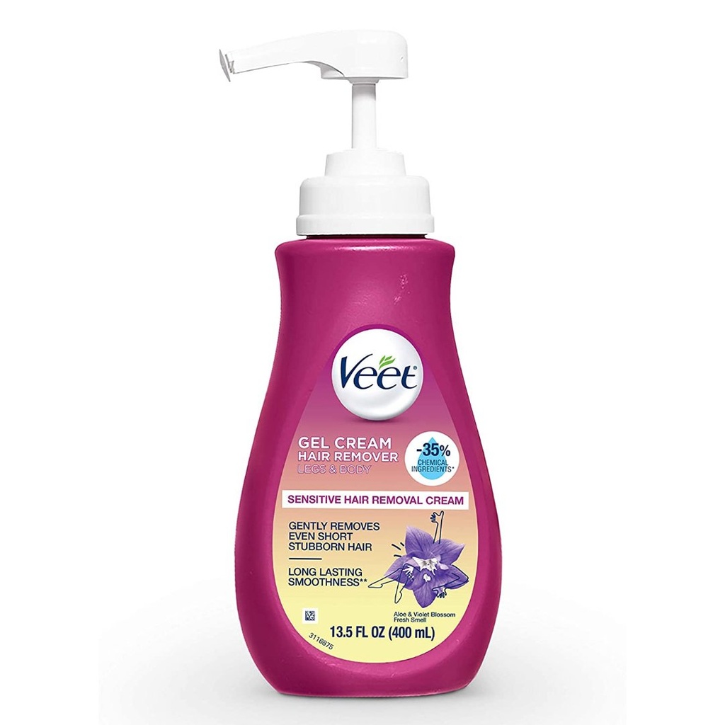 Crema Depilatoria Veet Fórmula Sensible Con Aloe Vera y Vitamina E / 400 mL