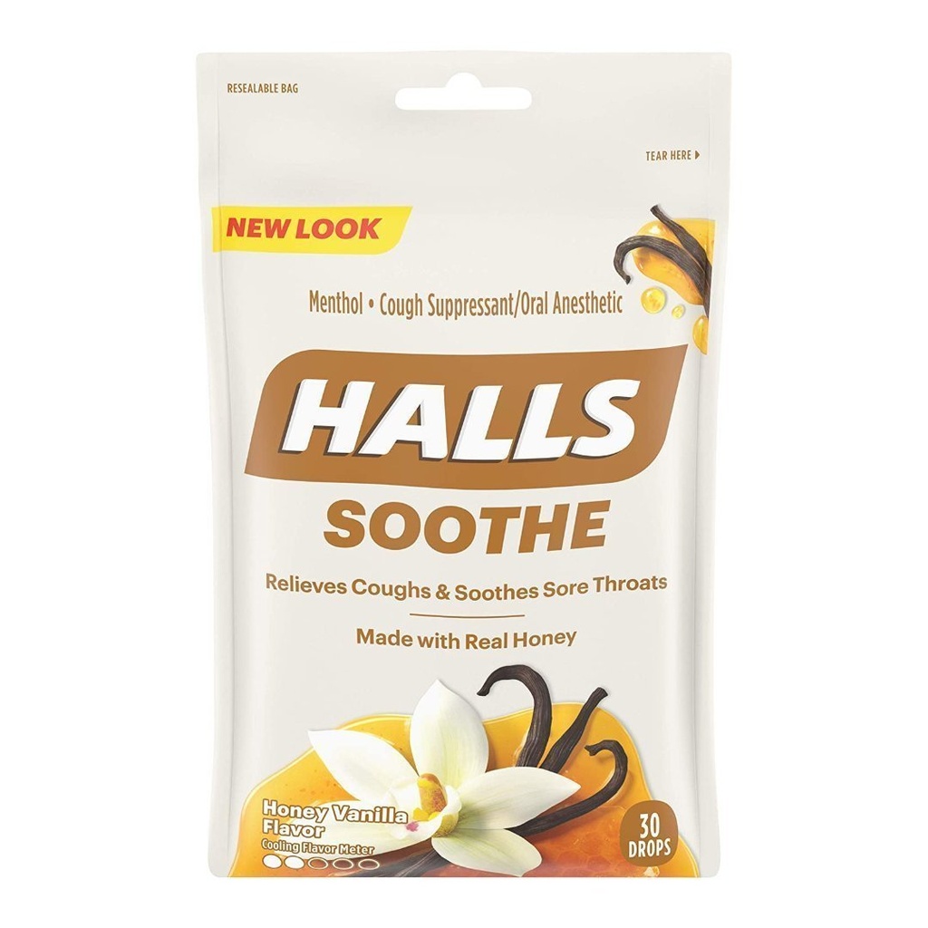 Halls Soothe Vainilla - Miel / 30 Pack