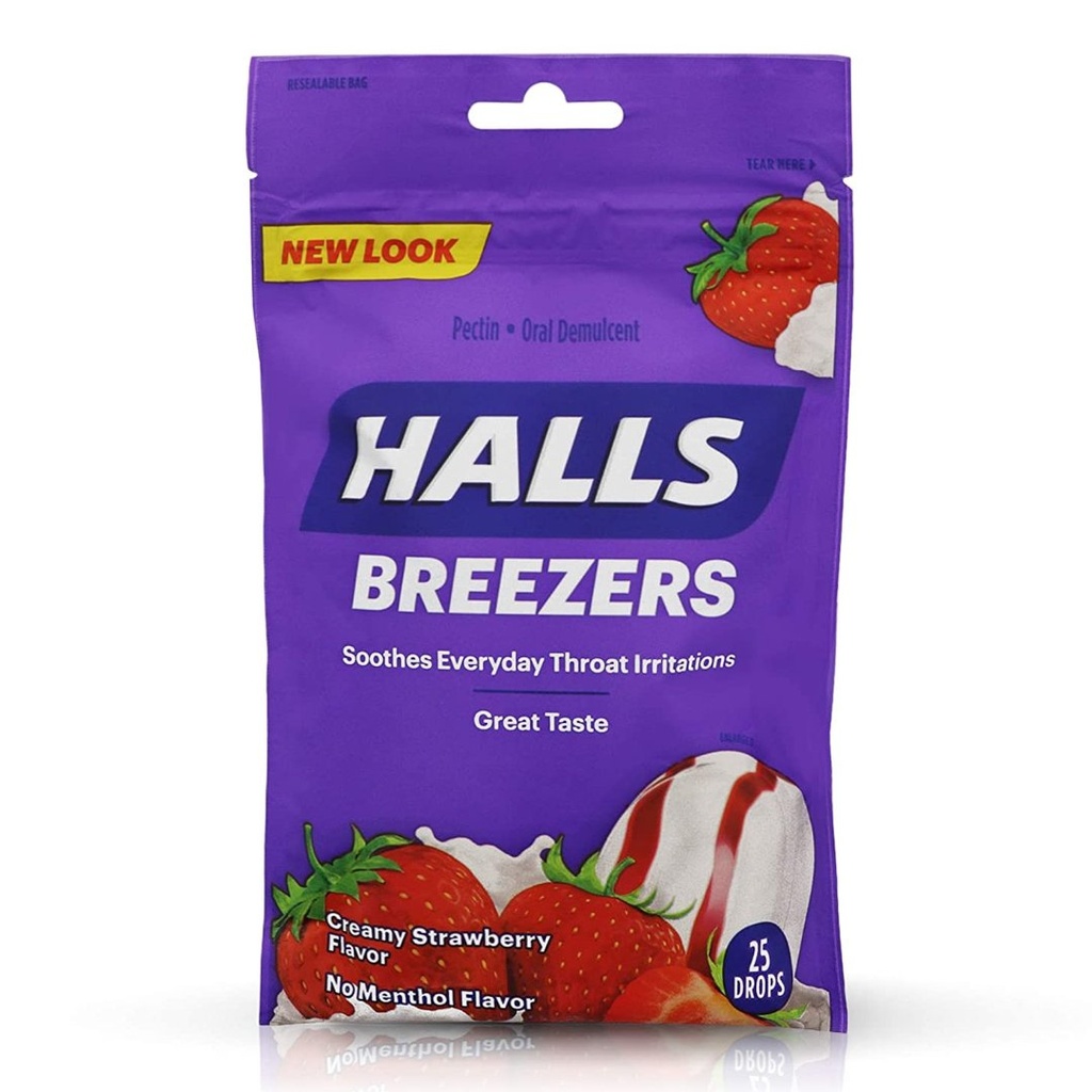Halls Breezer - Fresa Cremosa / 25 Pack
