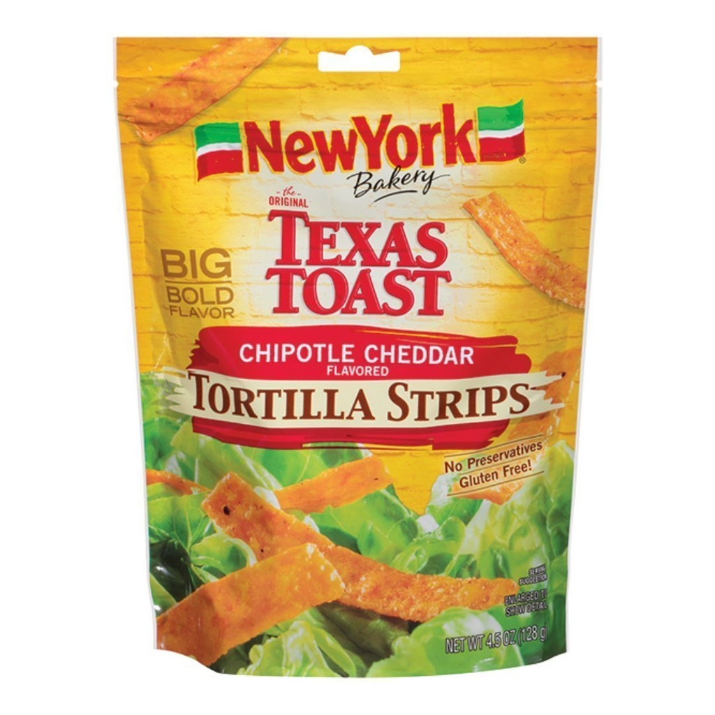 Tortillas Strips De Queso Cheddar Chipotle, New York Bakery / 128g