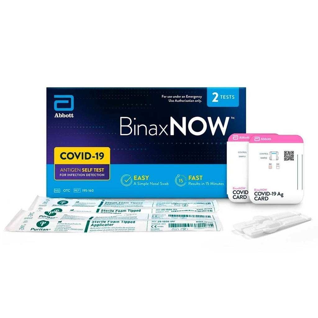 Test De Autoprueba COVID-19 BinaxNOW, Abbot / Resultados 15 minutos / 2 Pack