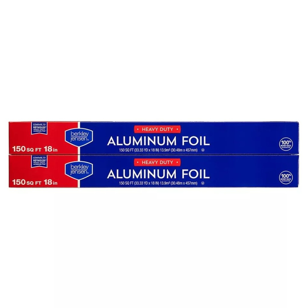 Papel De Aluminio Resistente 150 SQ FT 30.48m x 457mm / 2 Pack / Berkley Jensen