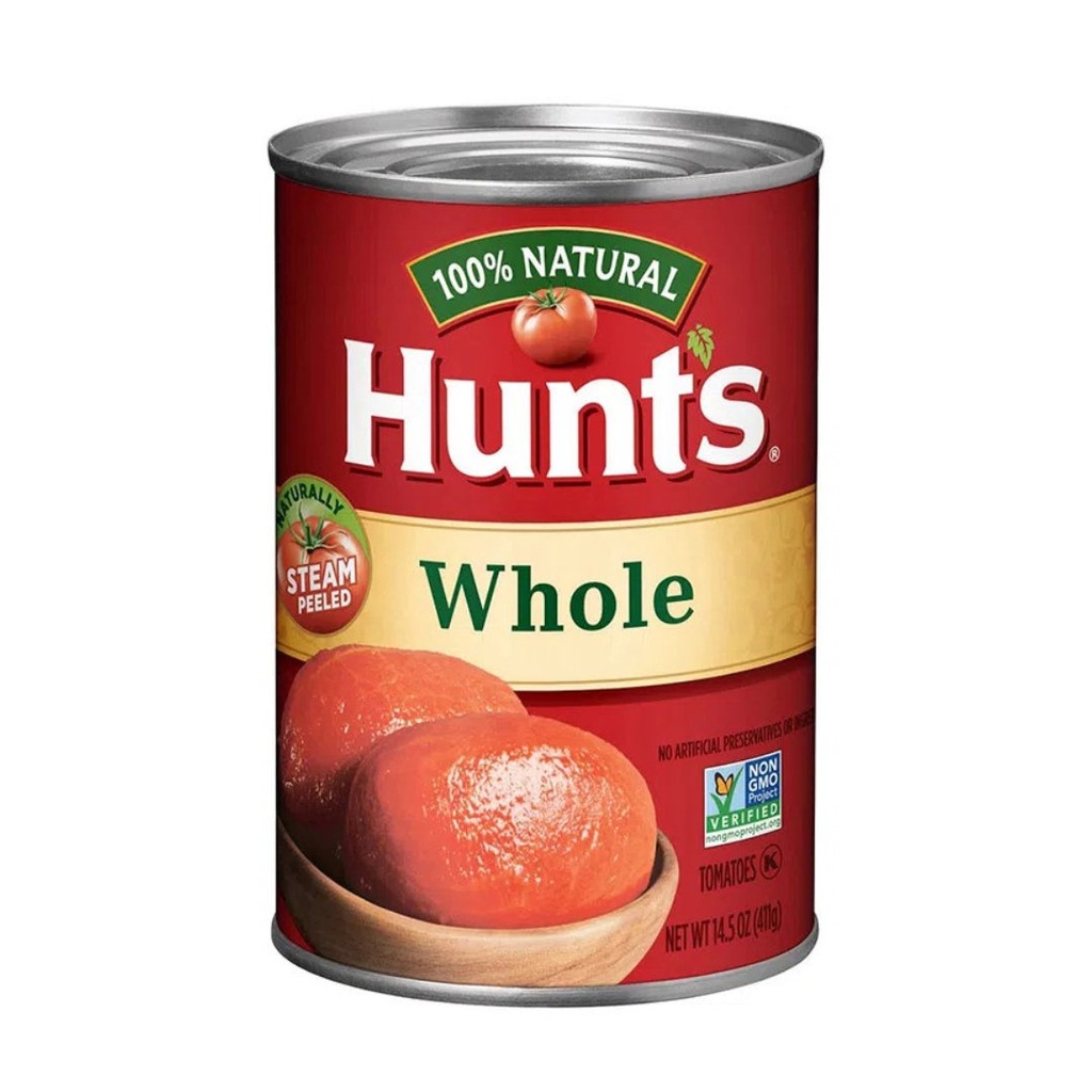 Tomates Enteros Pelados A Vapor, Hunts 100% Natural / 411g
