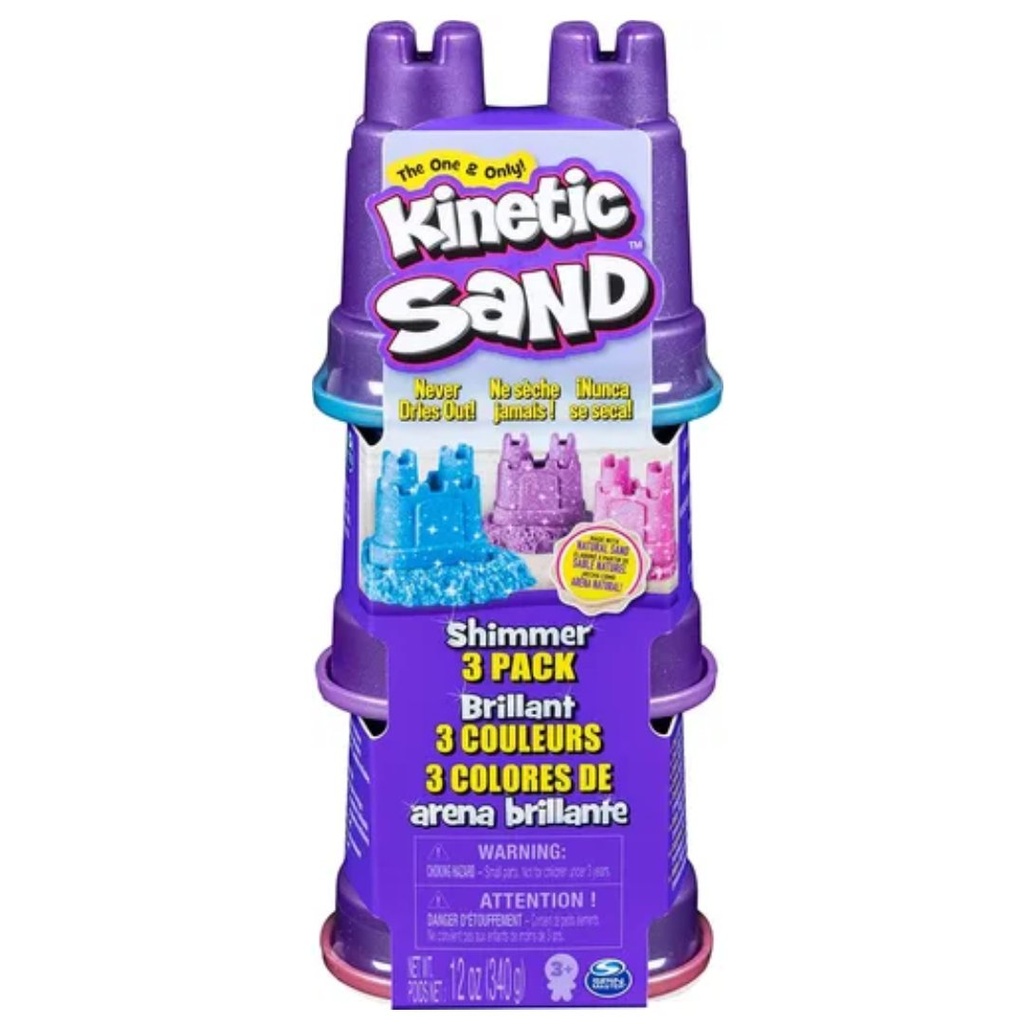 Arena Cinética Brillante Kinétic Sand / Contenedor De Castillo / 3 Pack / 340g / 3+ Años