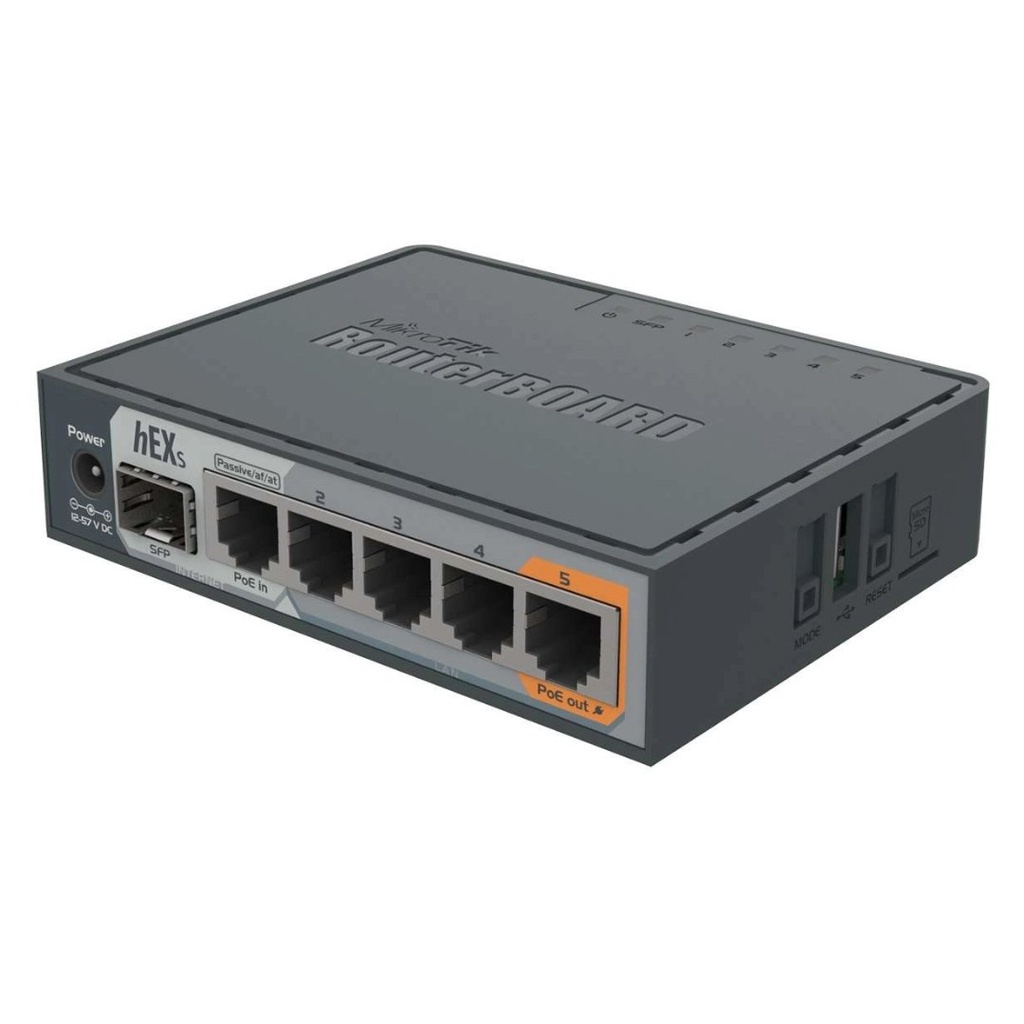 RouterBoard hEX S Gigabit 2x880MHz 256M/ BRB760iGS MikroTik / 5 Puertos