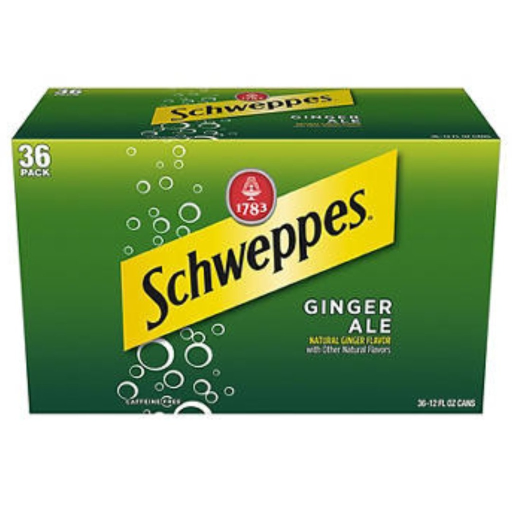Refresco Sin Cafeína Ginger Ale, Schweppes / 36 Pack / 355mL