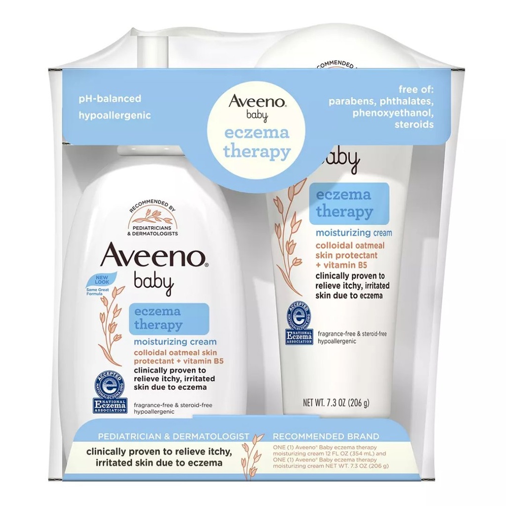 Crema Hidratante Para Bebé Con Avena Natural, Aveeno Baby Eczema Therapy / 2 Pack / 354 mL / 206g