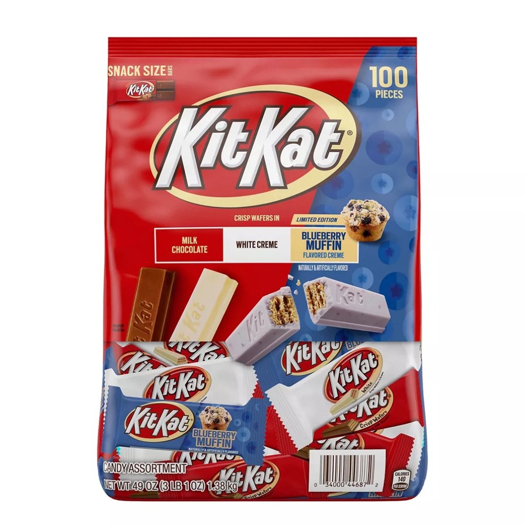 Barras Kit Kat De Chocolate Con Leche y Crema, 100 Pack / 1.38 Kg Total