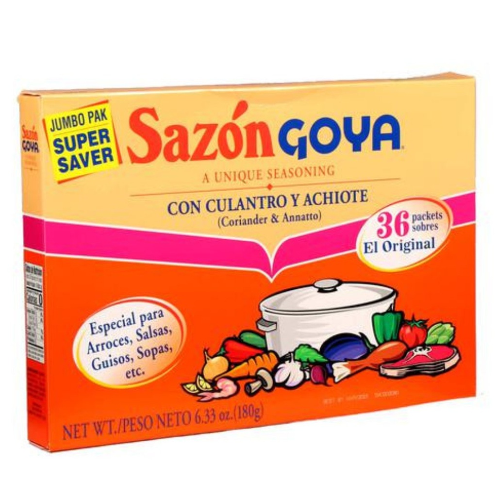 Sazon Goya Condimento Con Cilantro y Achiote / 36 Sobres
