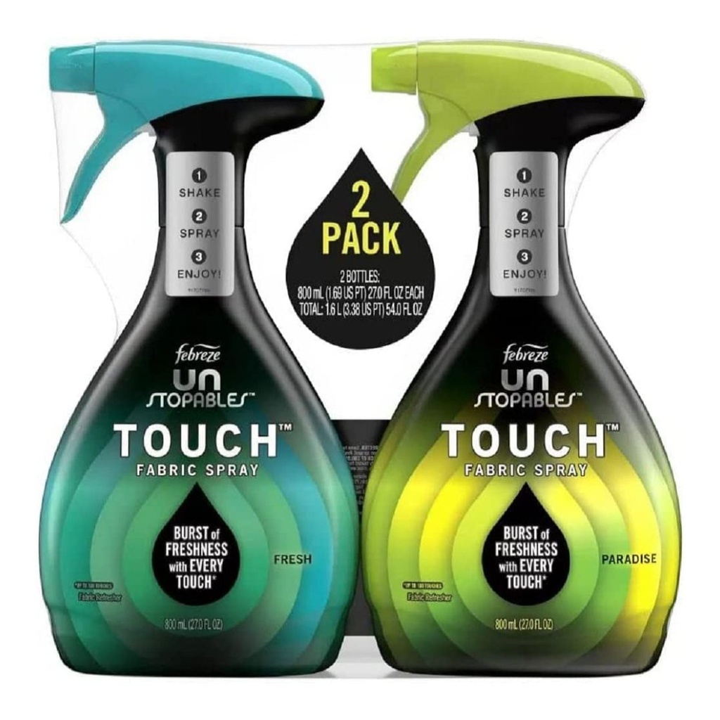 Spray Refrescante De Telas Febreze Unstopables Paradise - Fresh / 2 Pack / 800ml