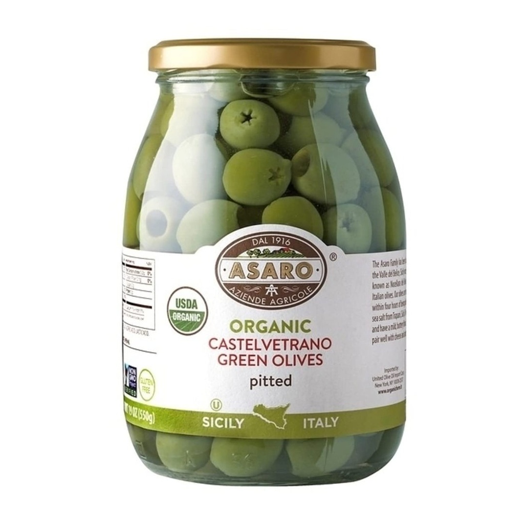 Aceituna Verde Orgánica, Asaro / 550g