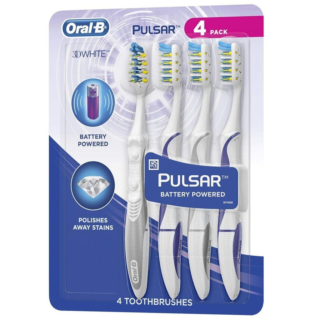 Cepillo Dental Oral-B Pulsar 3D White Con Cerdas Vibratorias, 4 Pack - Cerdas Suaves