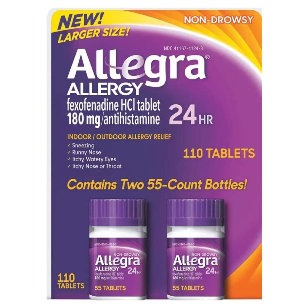 Allegra - 24 Horas De Alivio De Alergias 180 mg / 2 Pack / 110 Tabletas