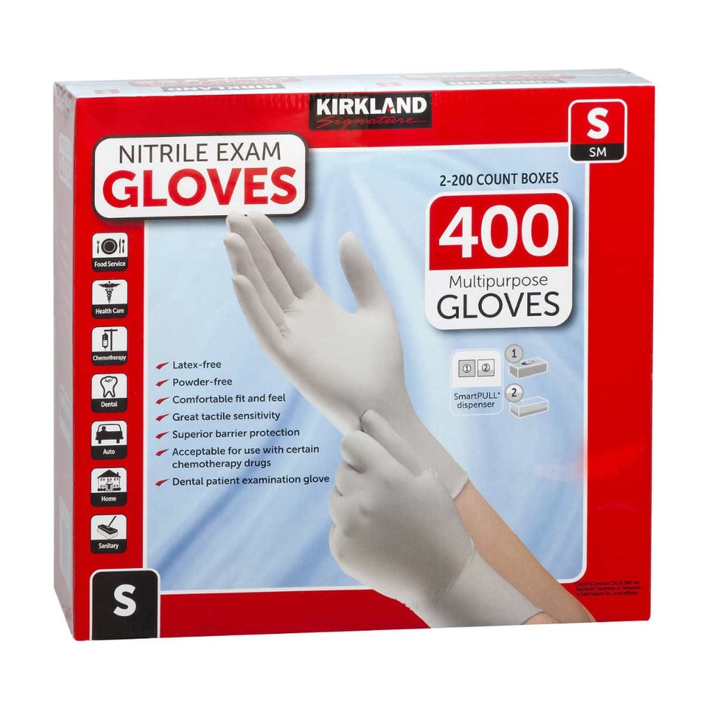Guantes De Nitrilo Multi-Uso, Kirkland Signature / 400 Pack / Talla S
