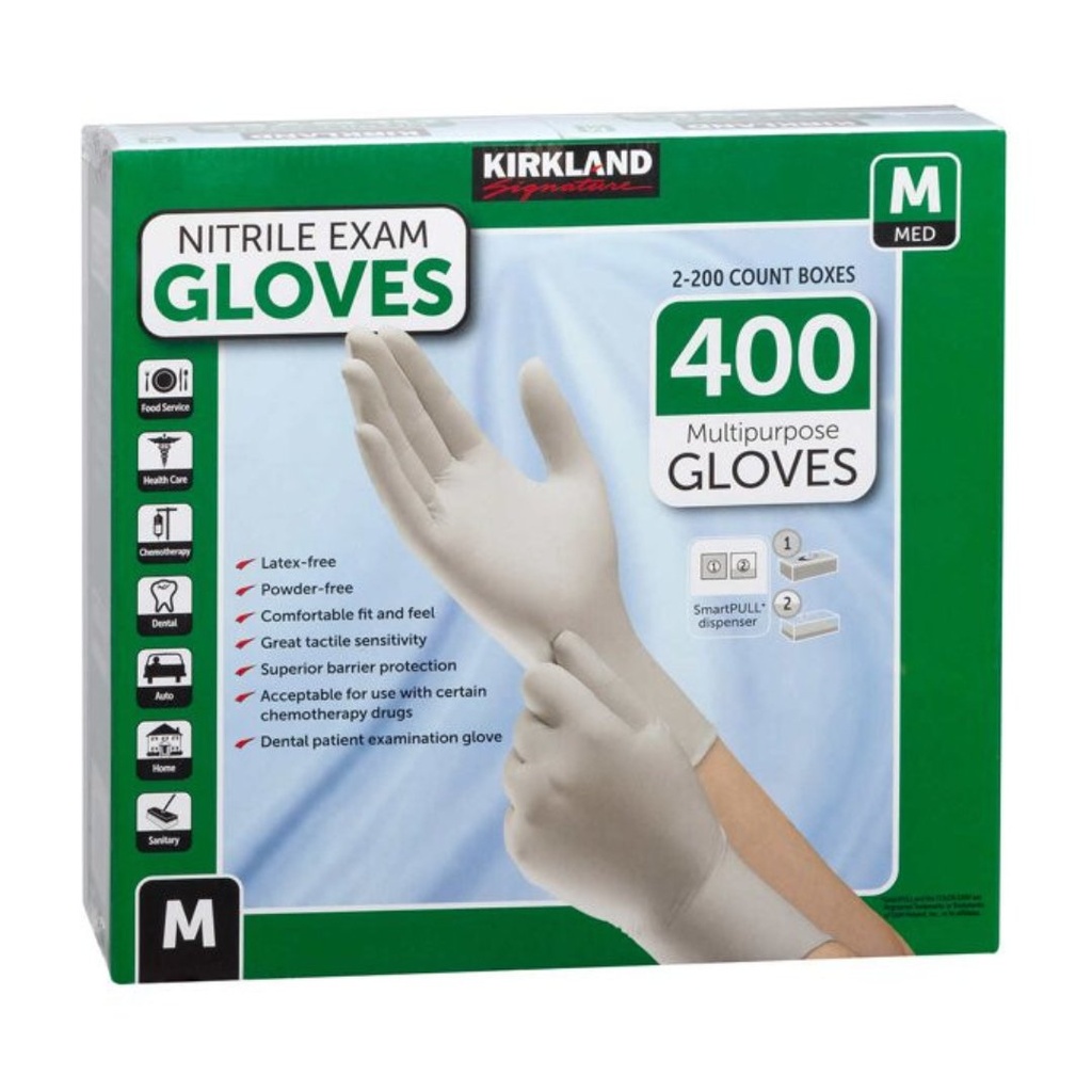 Guantes De Nitrilo Multi-Uso, Kirkland Signature / 400 Pack / Talla M