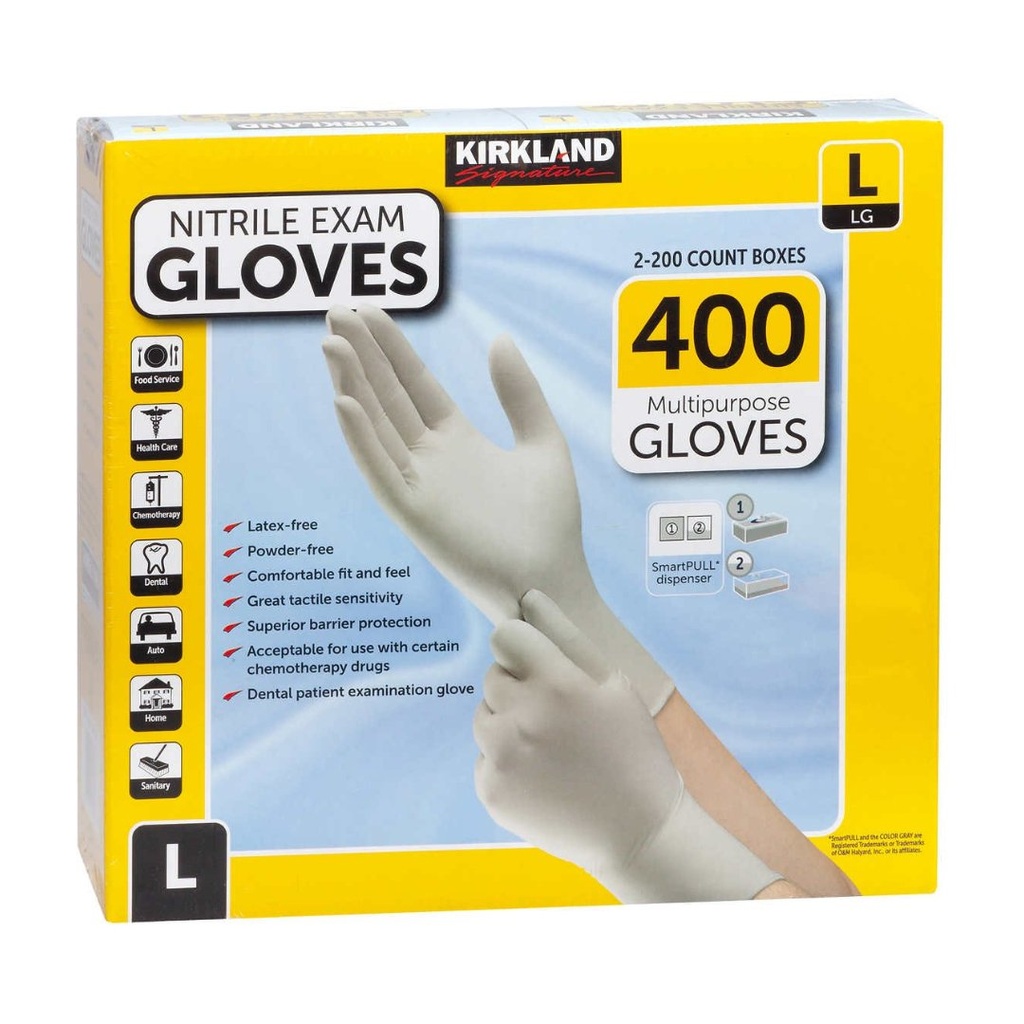 Guantes De Nitrilo Multi-Uso, Kirkland Signature / 400 Pack / Talla L