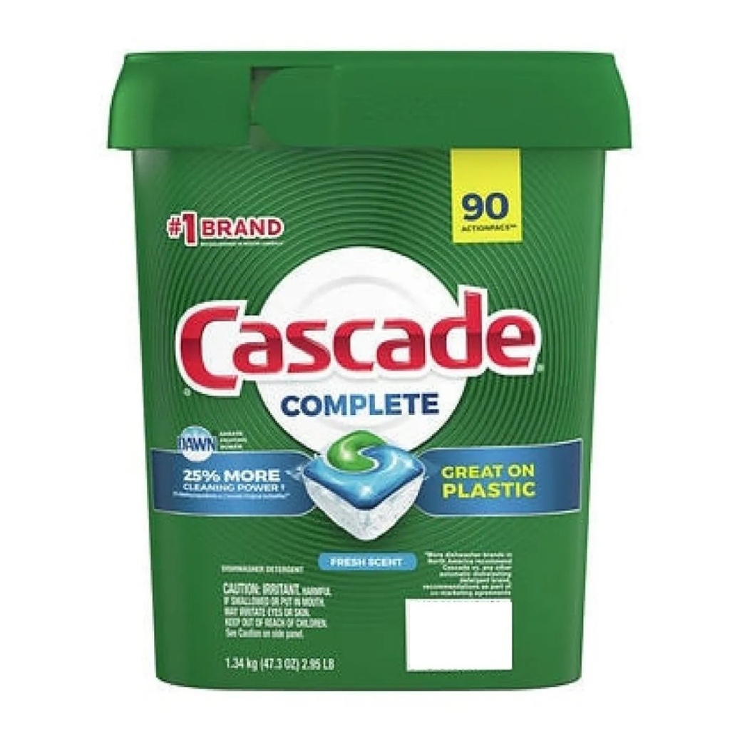 Detergente En Pastillas Para Lavaplatos Automático 25% Más Limpio - Aroma Fresh, Cascade Complete / 90 Pack / 1.34 Kg