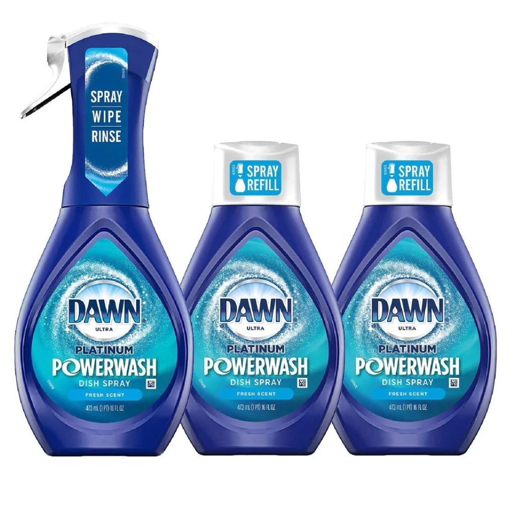 Lavaplatos Concentrado En Spray, Dawn Platinum Powerwash / 1 Spray + 2 Repuestos / 473mL