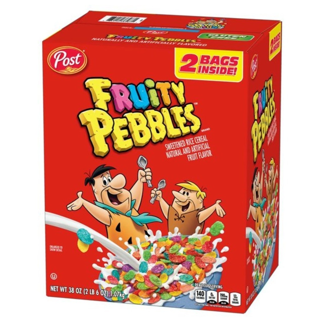 Cereal De Arroz Endulzado, Post Fruity Pebbles / 2 Pack / 1.07 Kg