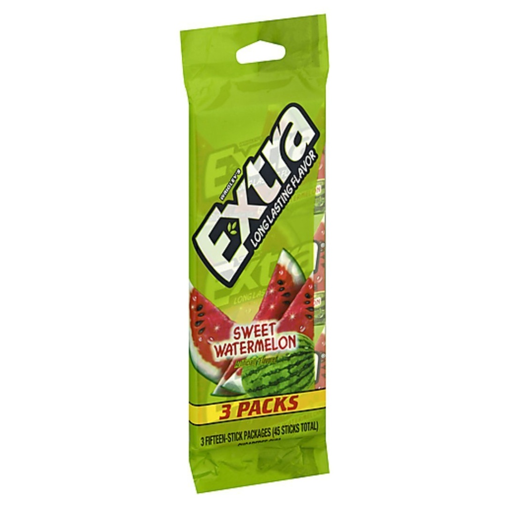 Chiclets Extra Sabor Patilla, 3 Pack / 15 Unidades