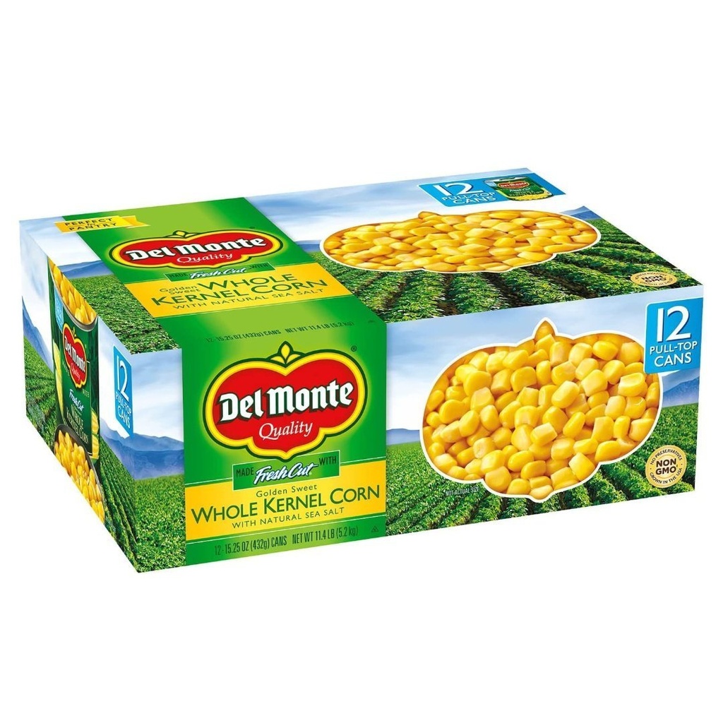 Maíz Dulce Entero En Lata, Del Monte / 12 Pack / 432g