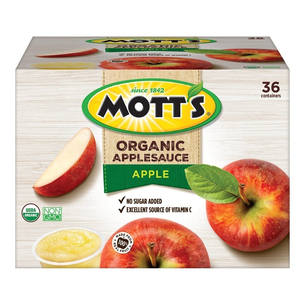 Puré De Manzana Orgánico Sin Azucar, Mott´s / 36 Pack / 111g