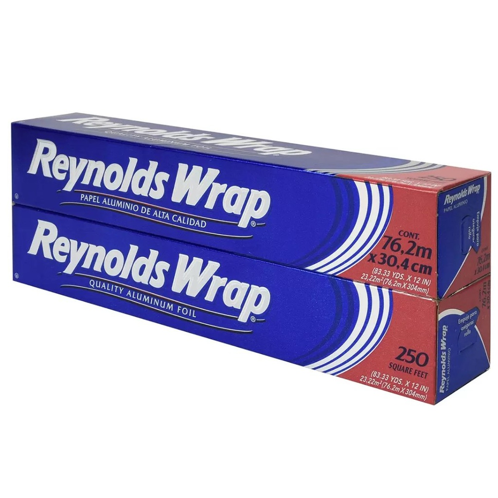 Papel Aluminio, Reynolds Wrap / 2 Pack / 76.2m x 304mm / 250 SQ FT