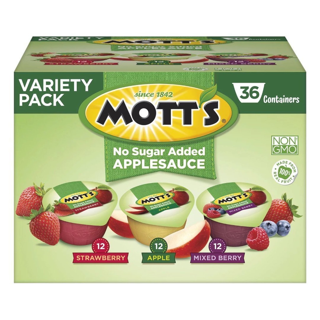 Puré De Manzana Sin Azúcar Sabores Variados, Mott´s / 36 Pack / 111g