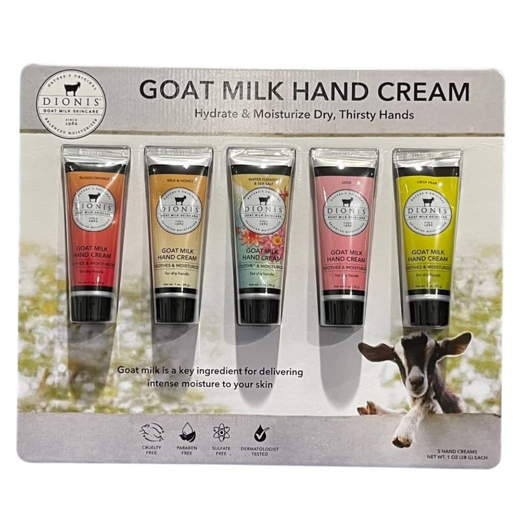 Crema De Manos Hidratante De Leche De Cabra, Dionis / 5 Pack Variados / 28g