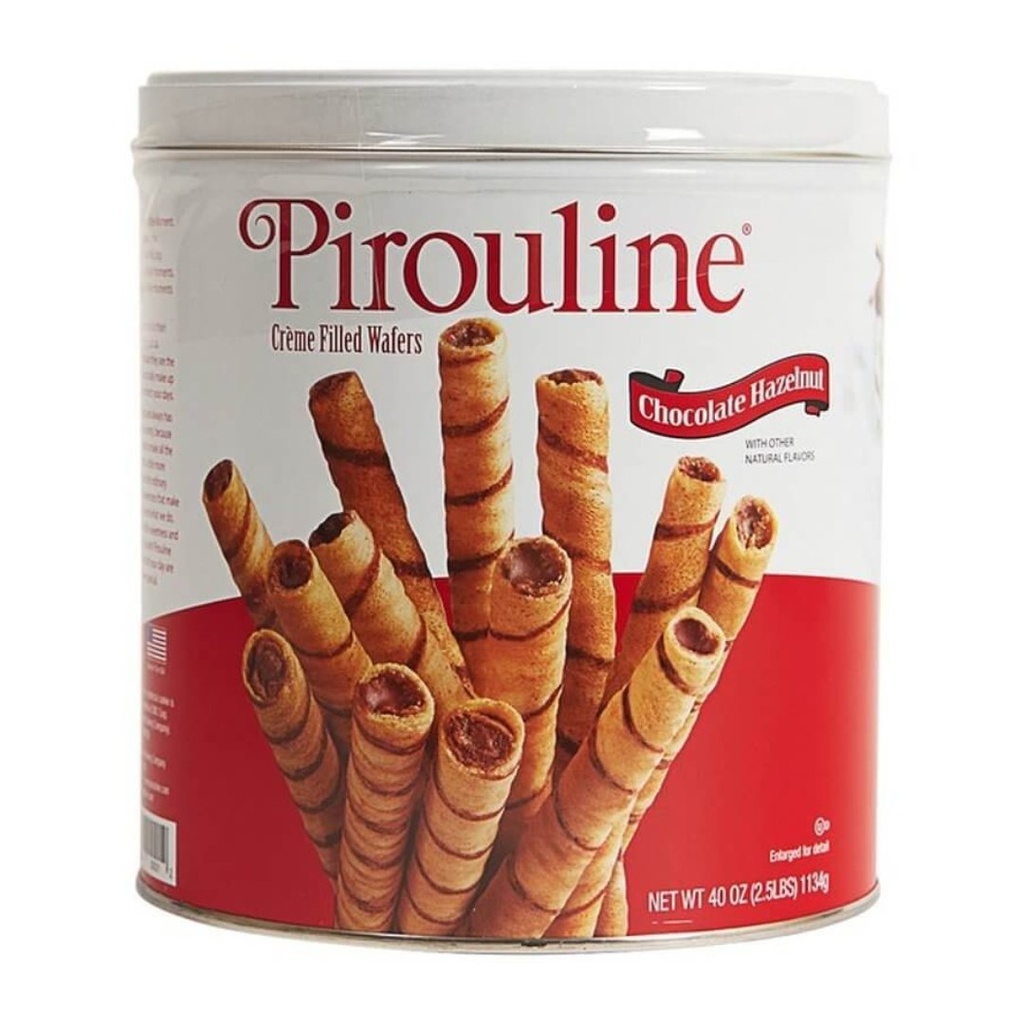 Lata De Pirouline Rellena De Crema De Chocolate y Avellanas / 1.13Kg