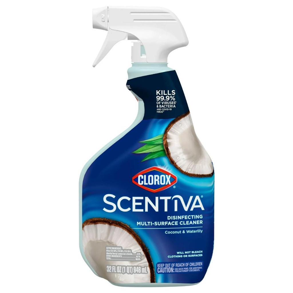 Spray Desinfectante De Múltiples Superficies, Sin Blanqueador Aroma Pacific Breeze y Coco / Clorox Scentiva / 946mL