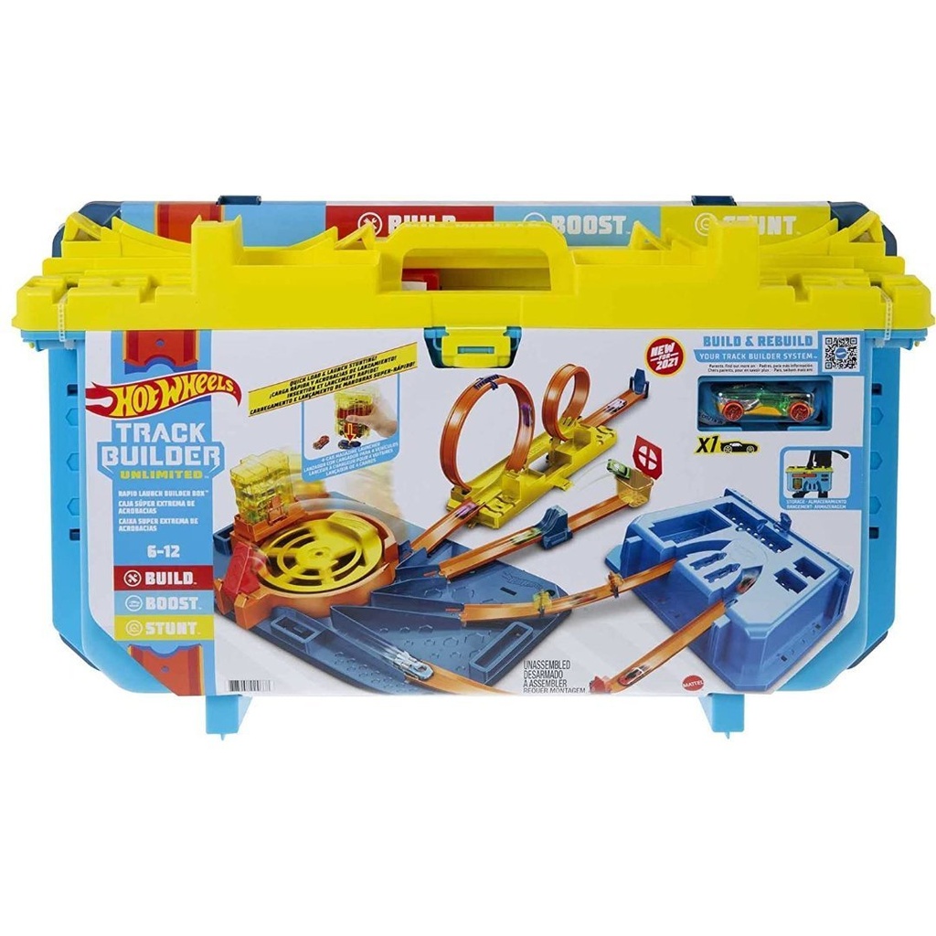 Hot Wheels Track Builder - Caja De Construcción De Lanzamiento Rápido Ilimitada / 6+