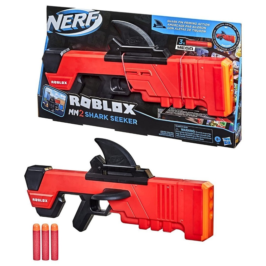NERF Roblox MM2 - Lanzador De Dardos Shark Seeker / Incluye 3 Mega Dardos
