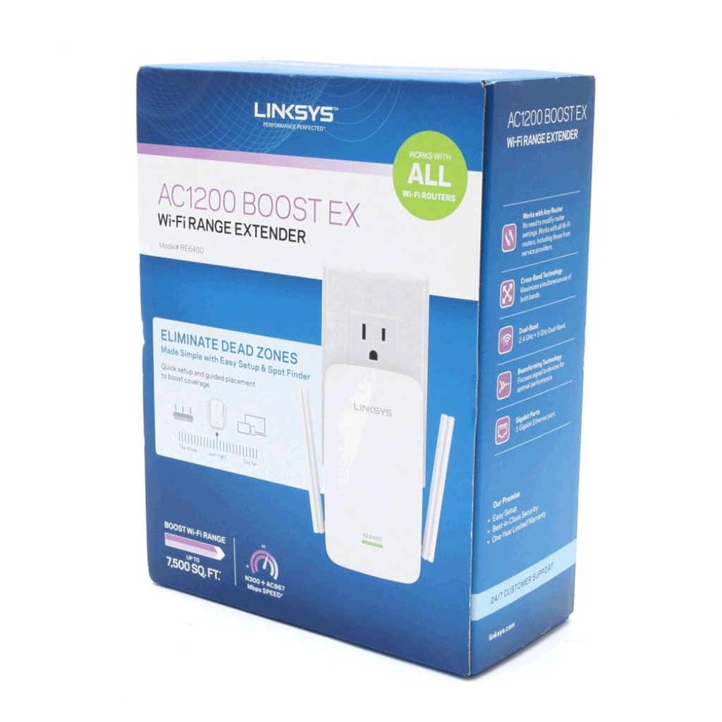 Linksys - Repetidor De Señal Wi-Fi RE6400 AC1200