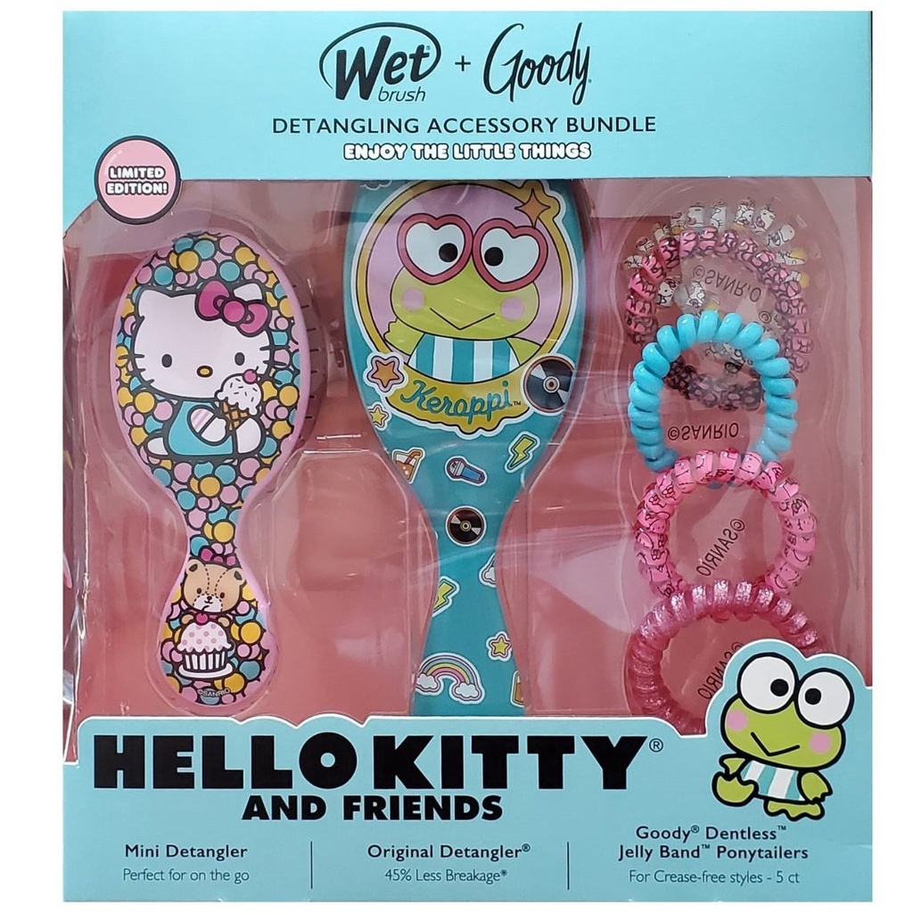 Set De Cepillos Y Accesorios Para El Cabello, Hello Kitty and Friends + Kerappi / Wet Brush + Goody