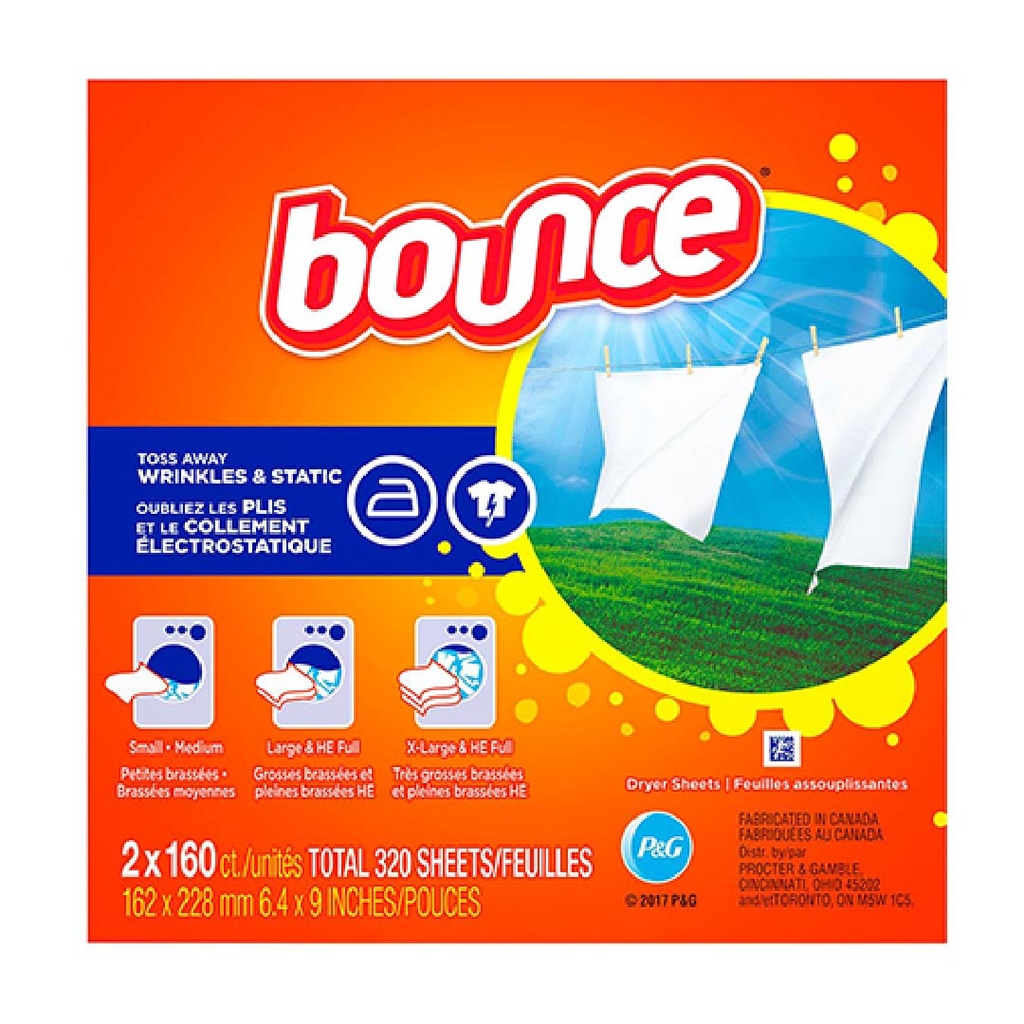 Hojas Suavizantes Antiarrugas Bounce 2 Pack / 320 Hojas