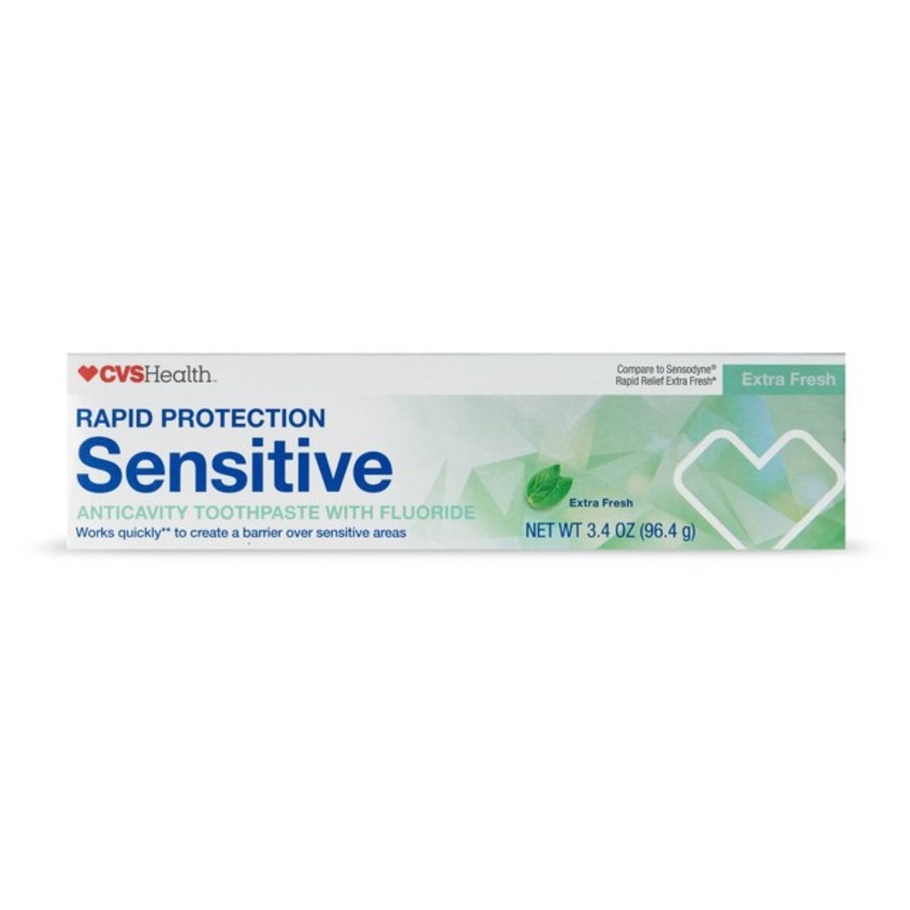 Pasta Dental Con Floruro Anticaries Sensible De Protección Rápida / CVS Health / 96.4g