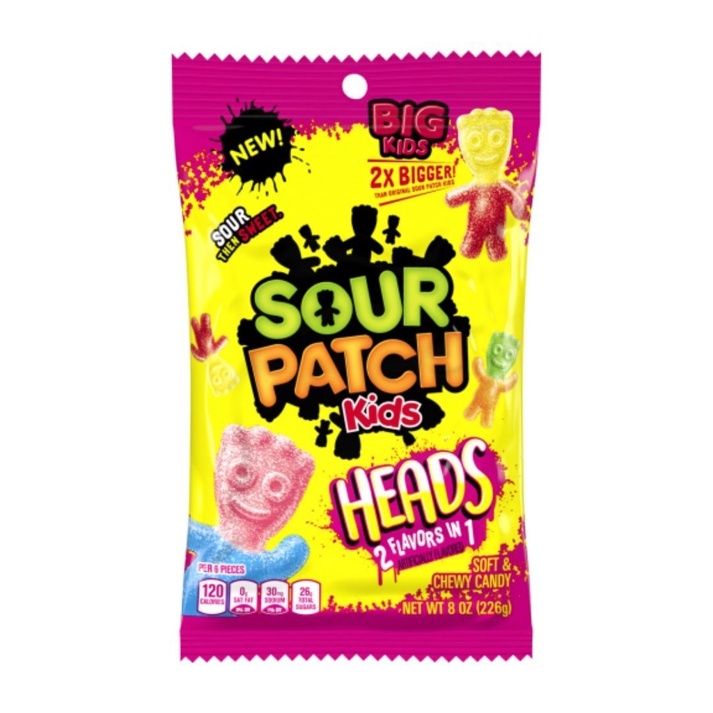 Gomitas Sour Patch Kids Heads 2 sabores en 1 / 226g