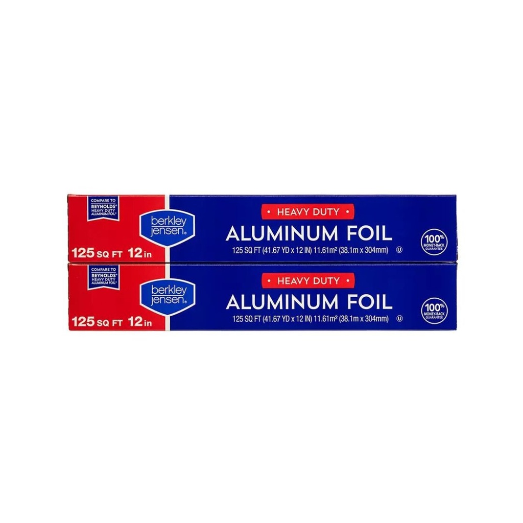 Papel De Aluminio Resistente 125 SQ TF 38.1m x 304mm / 2 Pack / Berkley Jensen
