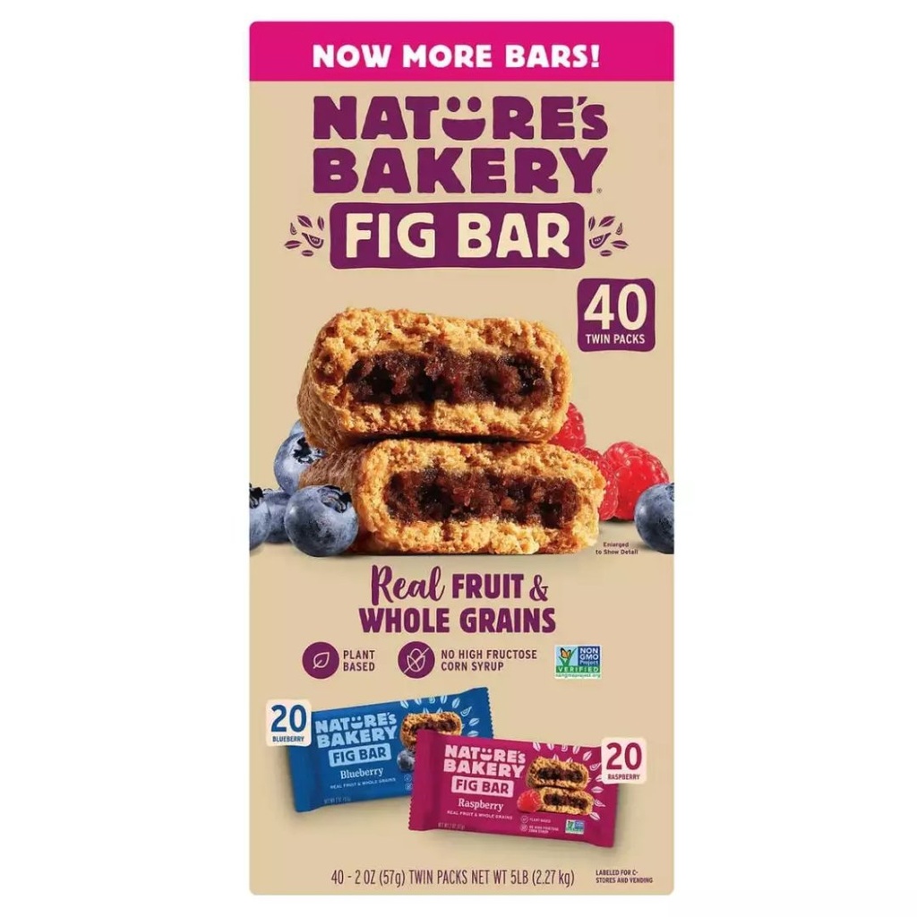 Barras Integrales Rellenas - Frambuesa - Arándano / 40 Twin Pack / 57g / Nature´s Bakery