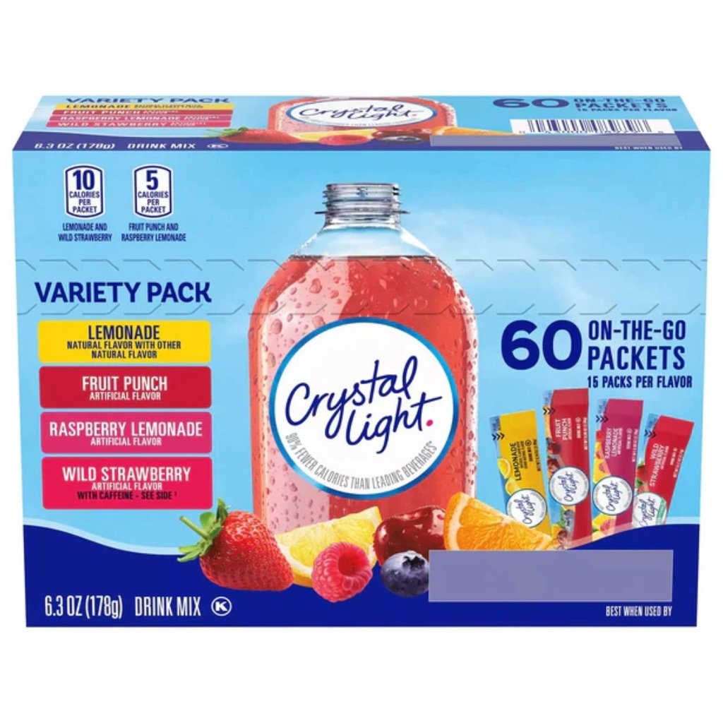 Crystal Light On-The-Go Sabores Variados / 60 Pack / 178g