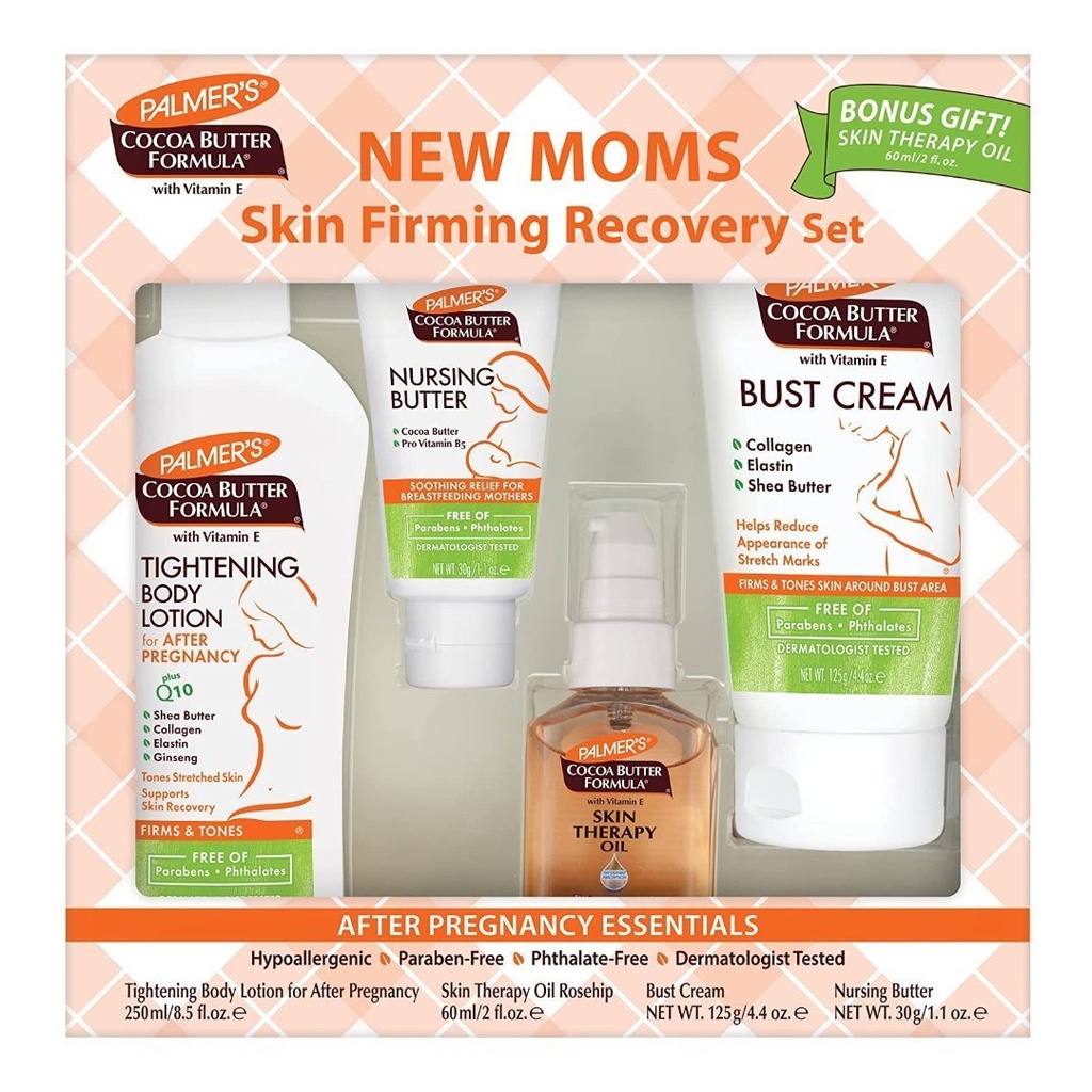 Set De Recuperación Reafirmante De La Piel New Moms / Formula De Manteca De Cacao / Palmer´s / 4 Pack